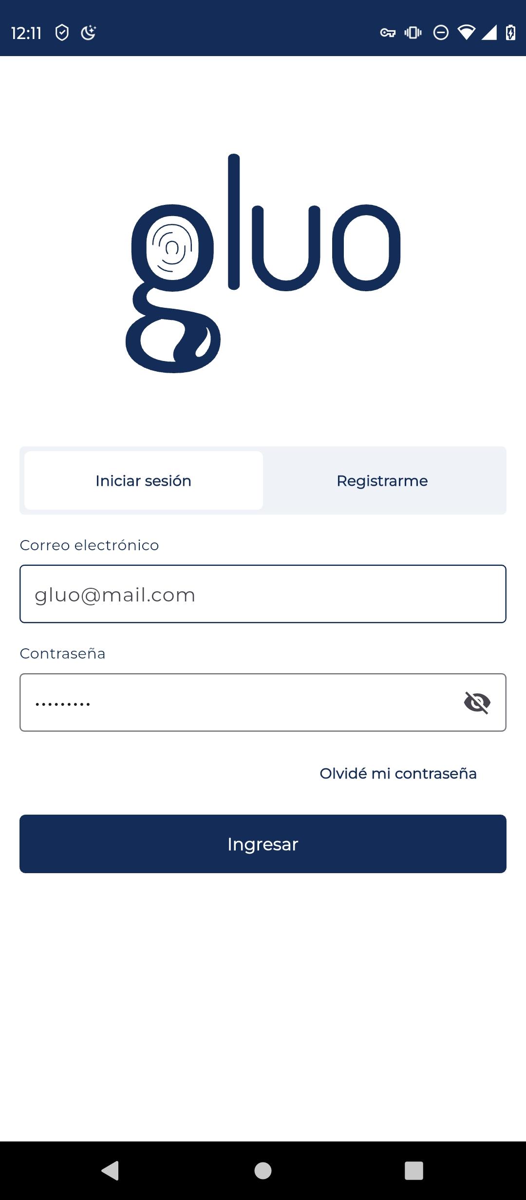 Pantalla de la app mostrando el registro de glucemia.